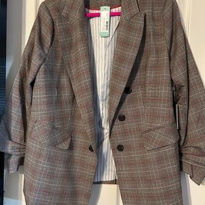 NWT 1 state blazer brown with ruched sleeves